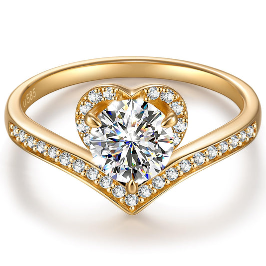 Kate Lynn 14K Gold Rings for Women, 1CT D Color VS Clarity Lab Grown Diamond Rings for Women, Engagement Promise Wedding Anniversary Rings for Her
