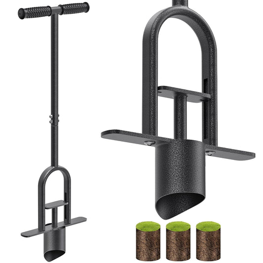 Lifeswell Heavy Duty Long Handled Bulb Planter Tool with Soft Rubber Grip, Garden Sod Plugger for Digging Holes, Turf Repair, Seedling Transplanting