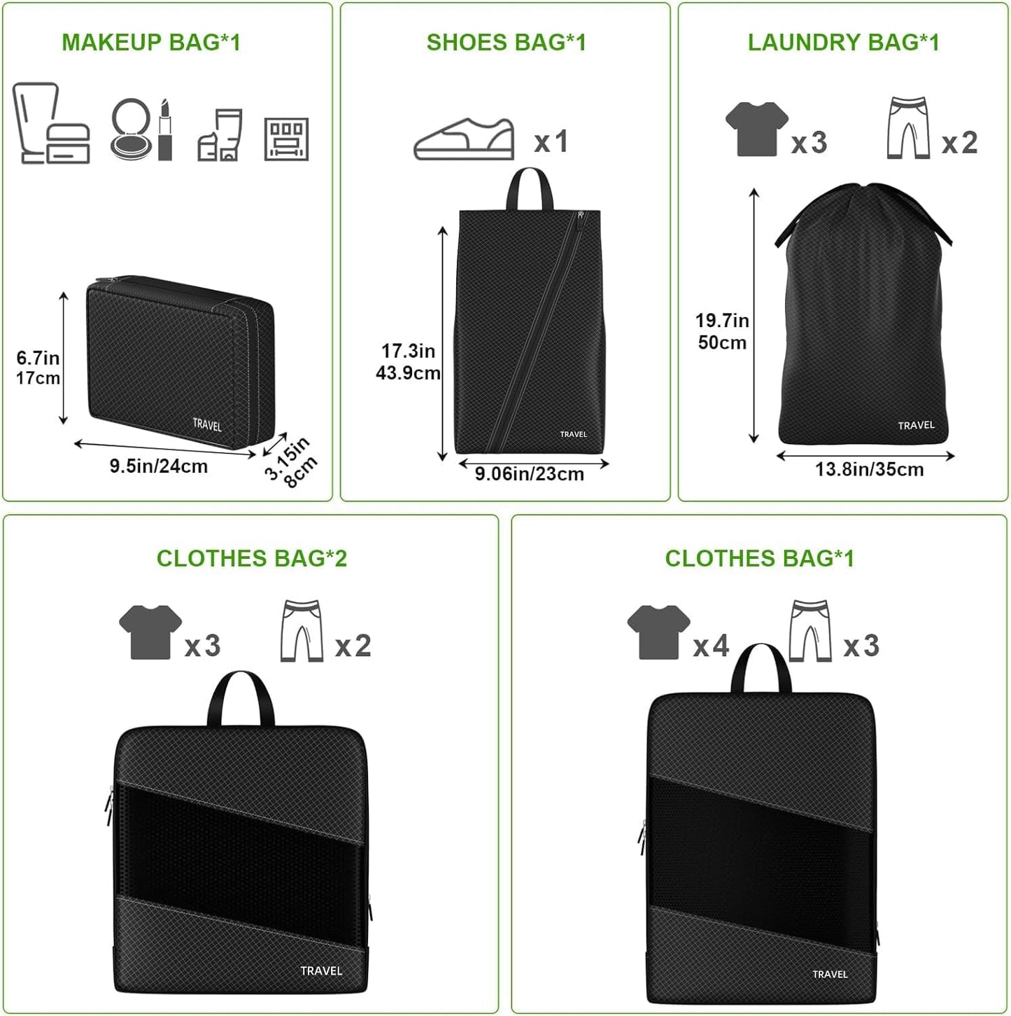 Compression Packing Cubes for Suitcases, UNTIFUL 6 Set Travel Organizer Cubes for Travel Essentials