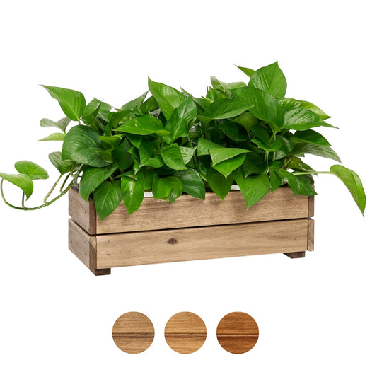 THYOI Premium Wooden Planter Box, Storage Box 17" L x6 W x5.5 H with Crate Style, Acacia Wood Flower Container, Rustic Rectangle Planter for Planting, Decor and Storage - 3 Colors (Natural)