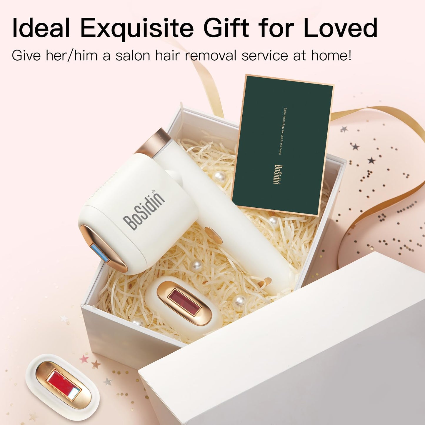 Laser Hair Removal, BoSidin IPL Hair Removal with Painless Ice-Cooling, 2-in-1 Face SR Rejuvenation, 6+1 Modes, 6 Levels Hair Removal for Women Permanent, Laser Hair Removal Kit with Shaver, Goggles