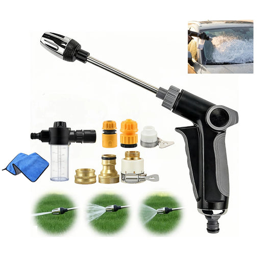 High Pressure Hose Nozzle-Turn Any Hose Into High-Pressure Water Cleaning Jet,Rotating Nozzle with 3 Spray Modes and Can Control The Flow of Water for Garden Hose,Patio, Car (Complete Set)