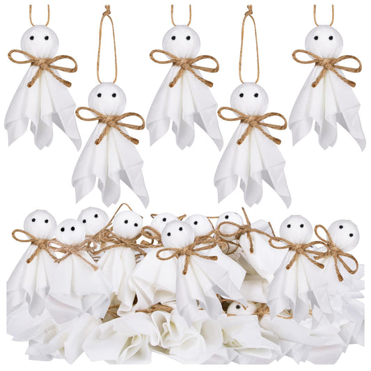 40 Pcs Small Halloween Ghost Hanging Ornaments, 4Inch Mini Halloween Cute Ghost Tree Ornaments Decor for Bedroom, Classroom, Yard, House Party