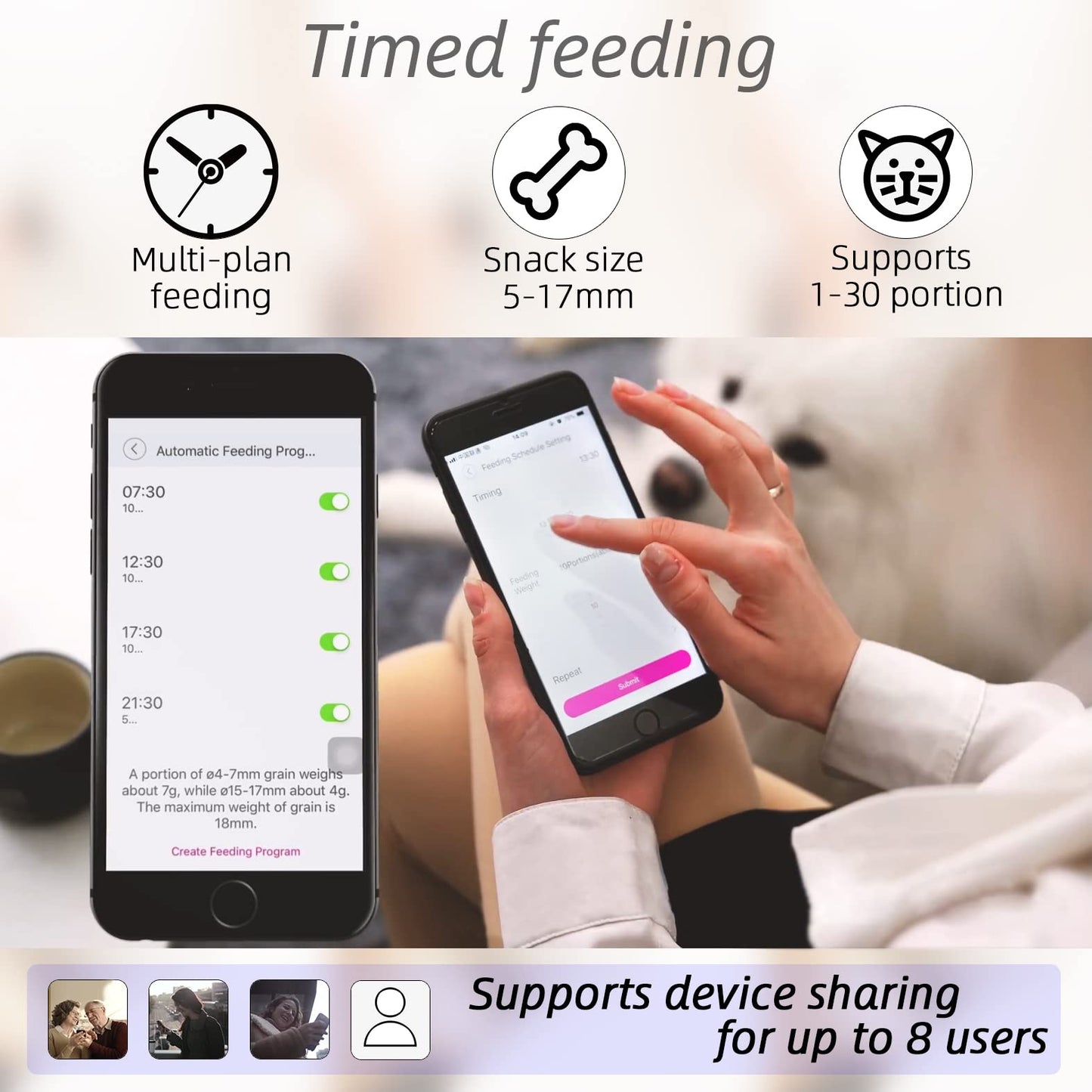 SKYMEE 12L 5G WiFi Aautomatic Dog Feeder Large Breed & Automatic cat feeders 1080P Full HD Pet Camera Treat Dispenser Food Dispenser