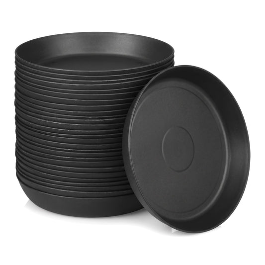 30 Pack Plant Saucers, 4.3 Inch Plastic Flowerpot Drip Trays for Indoor Gardening, Round Water Catcher Tray for Small Succulent Pots & Seed Starter, Black