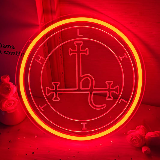 Vveikea Lilith Sigil Neon Sign Dimmable Sigil of Lilith Neon Lights Spiritual Wall Decor Goddess Lillith LED Sign Mythological Symbol Wall Art Gothic Witch Pagan Gifts