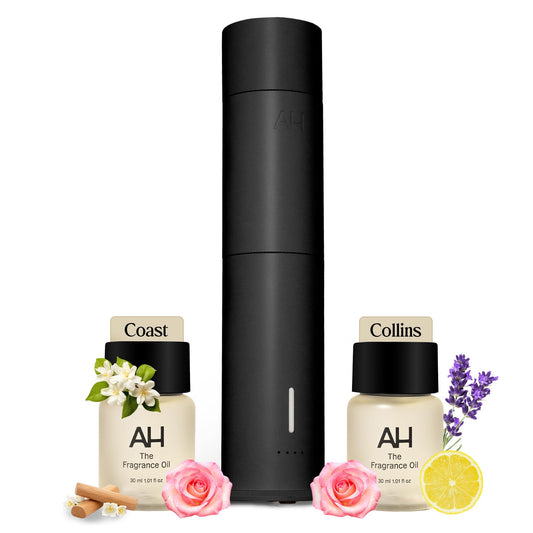 Aura House Smart Cold Air Diffuser & Fragrance Oil Duo – Bluetooth App-Controlled Diffuser for Home (Collins & Coast 30 ml Oils) – Hotel-Inspired Scents, Effortless Ambiance