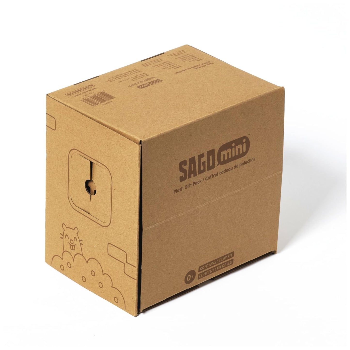 Sago Mini Plush Gift Pack, 4 Stuffed Animals with Transforming Cardboard Playhouse, Pretend Play Kids Toys for Boys & Girls Ages 3 and up