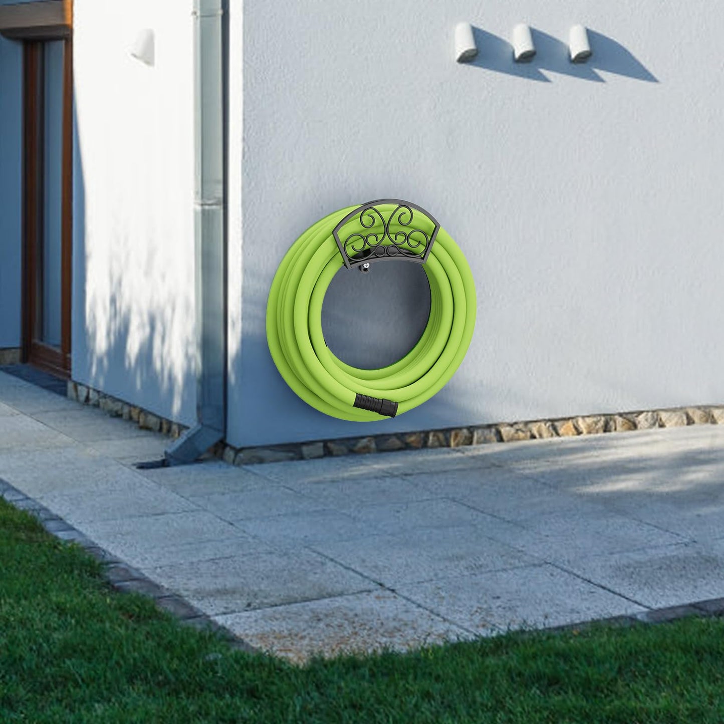 GOFORWILD Garden Hose Holder, Decorative Hose Butler Sturdy Water Hose Rack, Durable Wall Hose Hanger, Holds 125-Feet of 5/8-Inch Hose, Hose Reel, Made of Gauge Steel, 7019