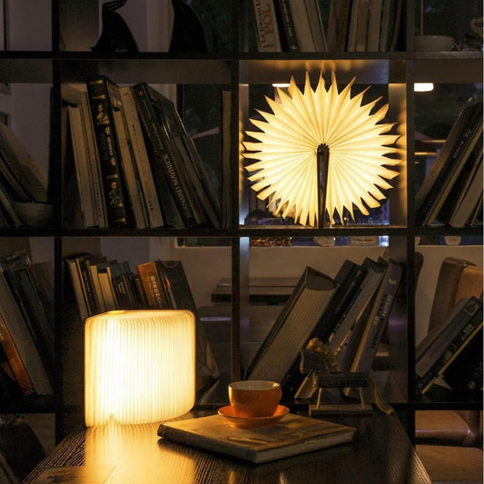 Vilygret Book Shaped Lamp, 7 Colors Folding Book Lamp, Large Size USB Rechargeable Paper Lantern Novelty LED Night Light, Home Decor Gift Ideas for Family Girlfriend(8.6x6.4x0.9in)