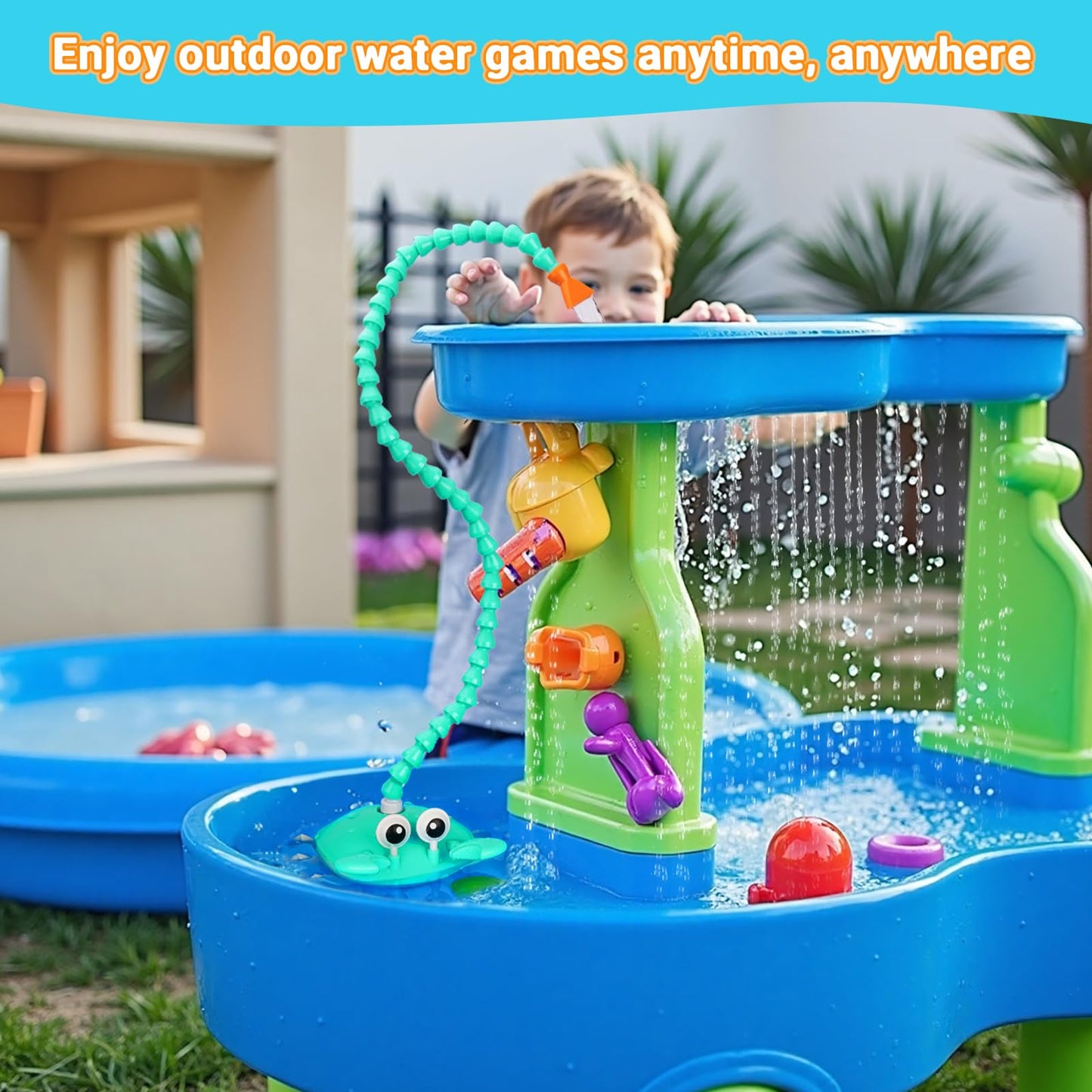 Water Table Pump, 5400mAh Rechargeable Crab Water Pump for Water Table with 3 Modes Sprinkler, 8 Hours Non-Stop Fun Summer Outdoor Water Toys Outside Water Play Table Accessories for Kids Toddlers