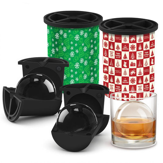 Christmas Clear Ice Cube Maker, 2.5" Stainless Steel Crystal Clear Ice Ball Maker, Ice Molds for Whiskey/Old Fashioned Cocktail/Bourbon, Whiskey Bourbon Gifts for Men, Dad, Husband (Bundle C(2 Pack)