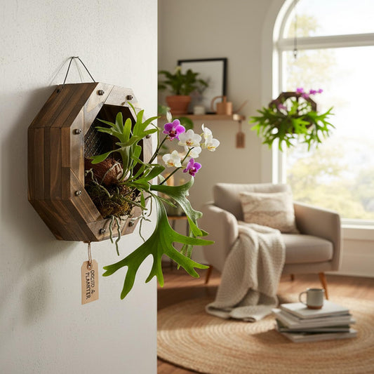 Dranvosk Staghorn Fern Mounting Kit - Wood Wall Planter for Orchids,Herbs & Indoor Plants | Hanging Plant Holder,Basket & Stand for Wall Decor(8.18inch)