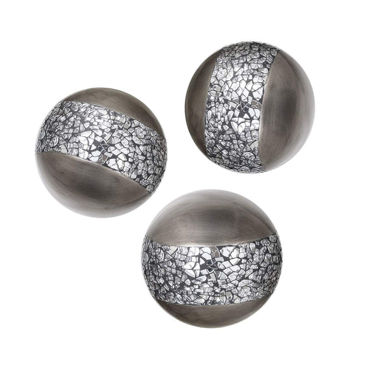 Creative Scents Schonwerk Silver Decorative Balls for Bowls and Vases, Set of 3 Decorative Orbs for Centerpiece Bowls - Centerpiece Table Decorations for Dining/Living Room or Table Decor - Gift Idea