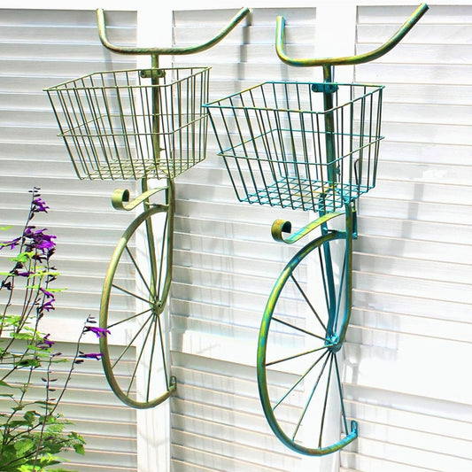 Asiwnshw Set of 2 Bicycle Plant Stand, Flower Pot Cart Holder Patio Stand Holder Outdoor Displaying Plants Flowers Metal Bike Plant Stand Hanging Planter Flower Holder Indoor Outdoor Decor