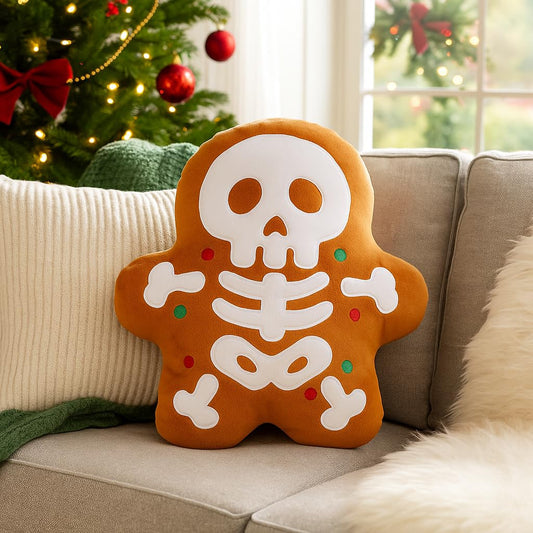 QIONG MENG Funny Pillow Spooky Christmas Decor Skeleton Decorations Throw Pillows Gingerbread Pillow Home Sofa Decorations Decor for Friends Family 13 × 12 inch
