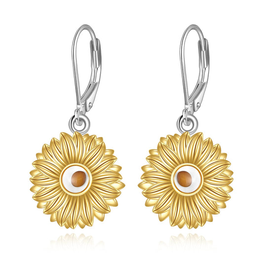 AOBOCO Mustard Seed Earrings for Women 925 Sterling Silver Sunflower Religious Christain Jewelry Birthday Gifts for Mom Friends (Sunflower Earrings)