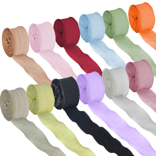 10 Yd x 12 Rolls Mixed Color Polyester Woven Ribbon Set - Wave Shaped Edge Ribbon for Party Decoration Crafts Hair Accessories and Christmas Gift Wrapping