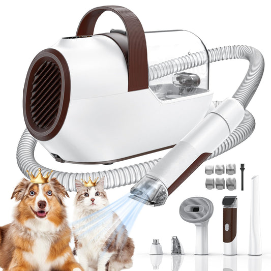 Ozumek Dog Grooming Vacuum, Dog Grooming Kit with Pet Clipper Nail Grinder, 6 Pet Grooming Tools (Camel)