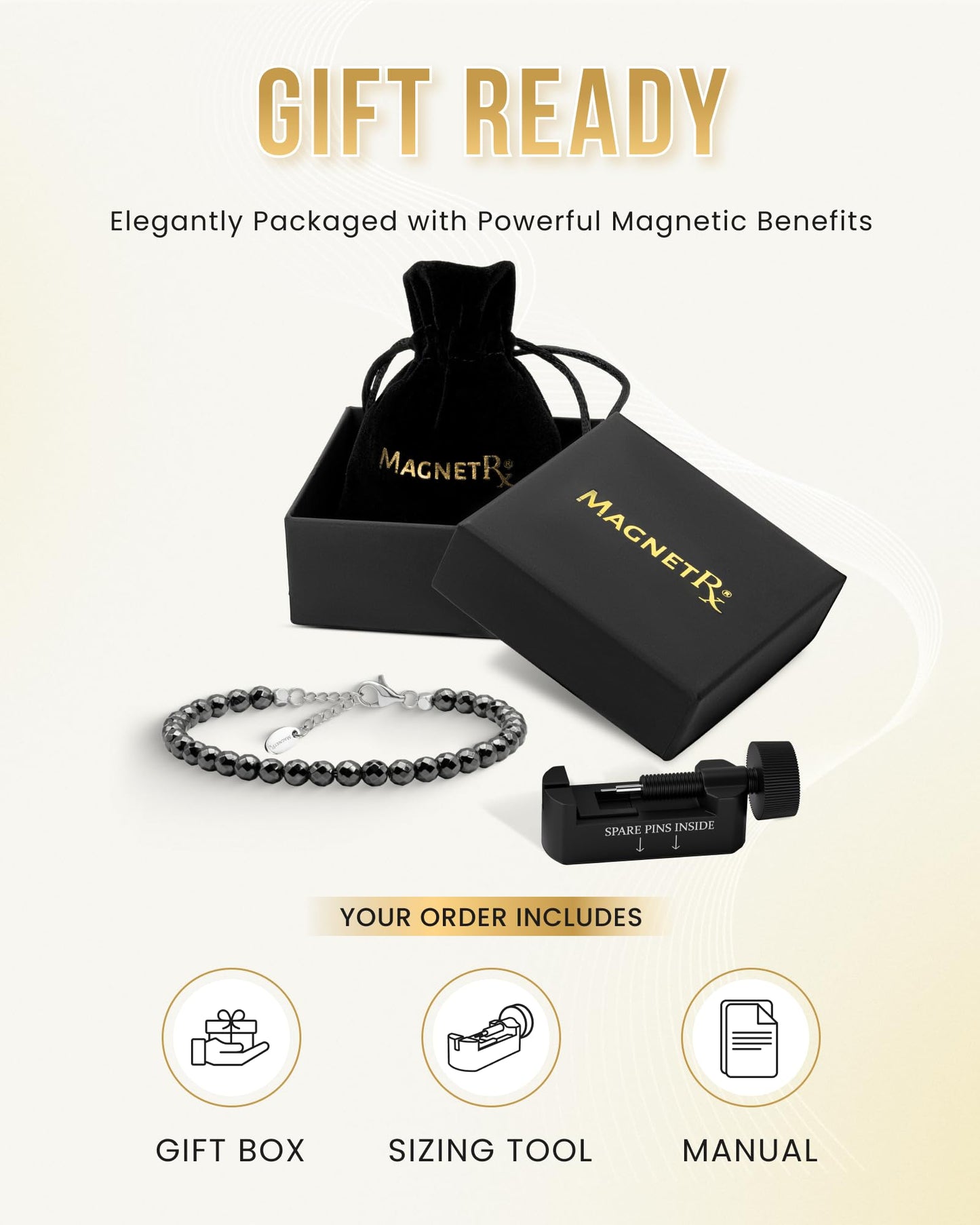MagnetRX Hematite Magnetic Anklet - Ultra Strength Stones - Elegant Ankle Bracelets for Women - Metallic Black Beaded Hematite Anklets for Women and Men (6mm Faceted Beads)