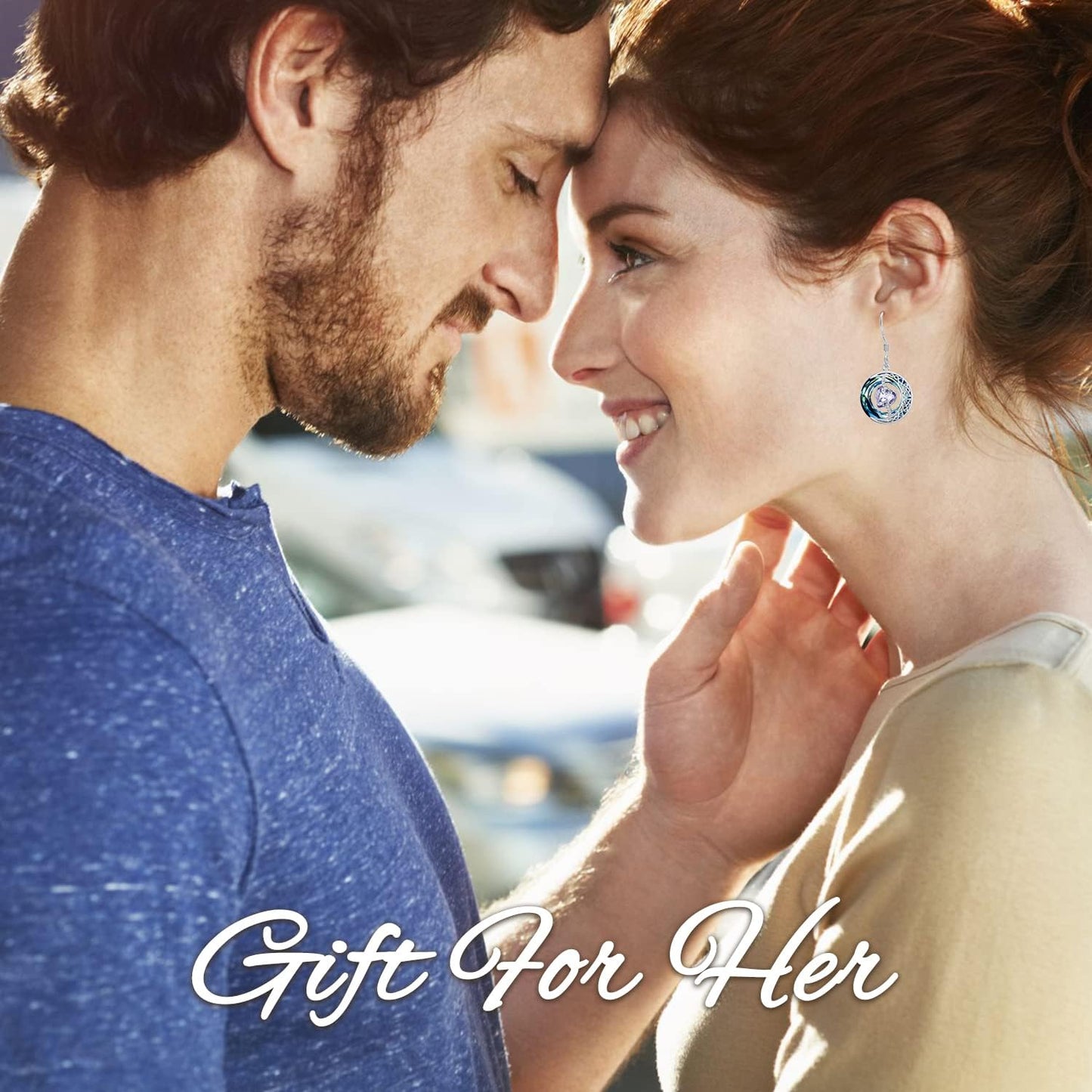 TOUPOP Alexandrite Earrings June Birthstone Earrings Sterling Silver Moon and Star Drop Dangle Earring Jewelry Blue Crystal Birthday Mothers Day Gifts for Women Mom Her