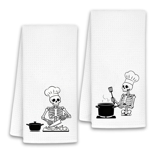 InnoBeta Skull Gifts for Women, Hand Towel Gifts for Skull Lovers, Kitchen Towel Set, Soft Waffle-Knit, 16x24 Inches Microfiber Dish Tea Towel, 2 Pack