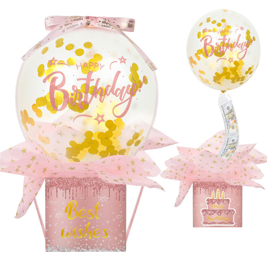 Pull Money Balloon Box Birthday Balloon Money Surprise Box Funny Pull Cash Surprise Kit for Birthday Party Cash Gift Supplies
