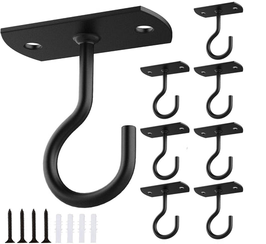 ASZUNE 2.5in Ceiling Hooks for Hanging Plants 8Pcs Black
