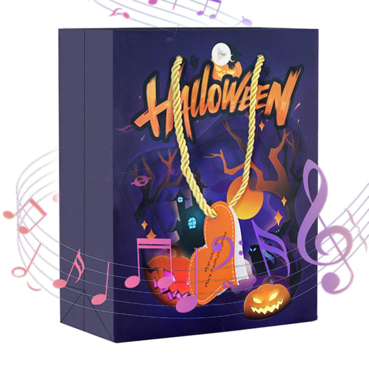 popgiftee Halloween Party Gift Bag Light Fireworks and Cheer Music Treat Bags with Shopping Handle,7.87x3.94x10inch