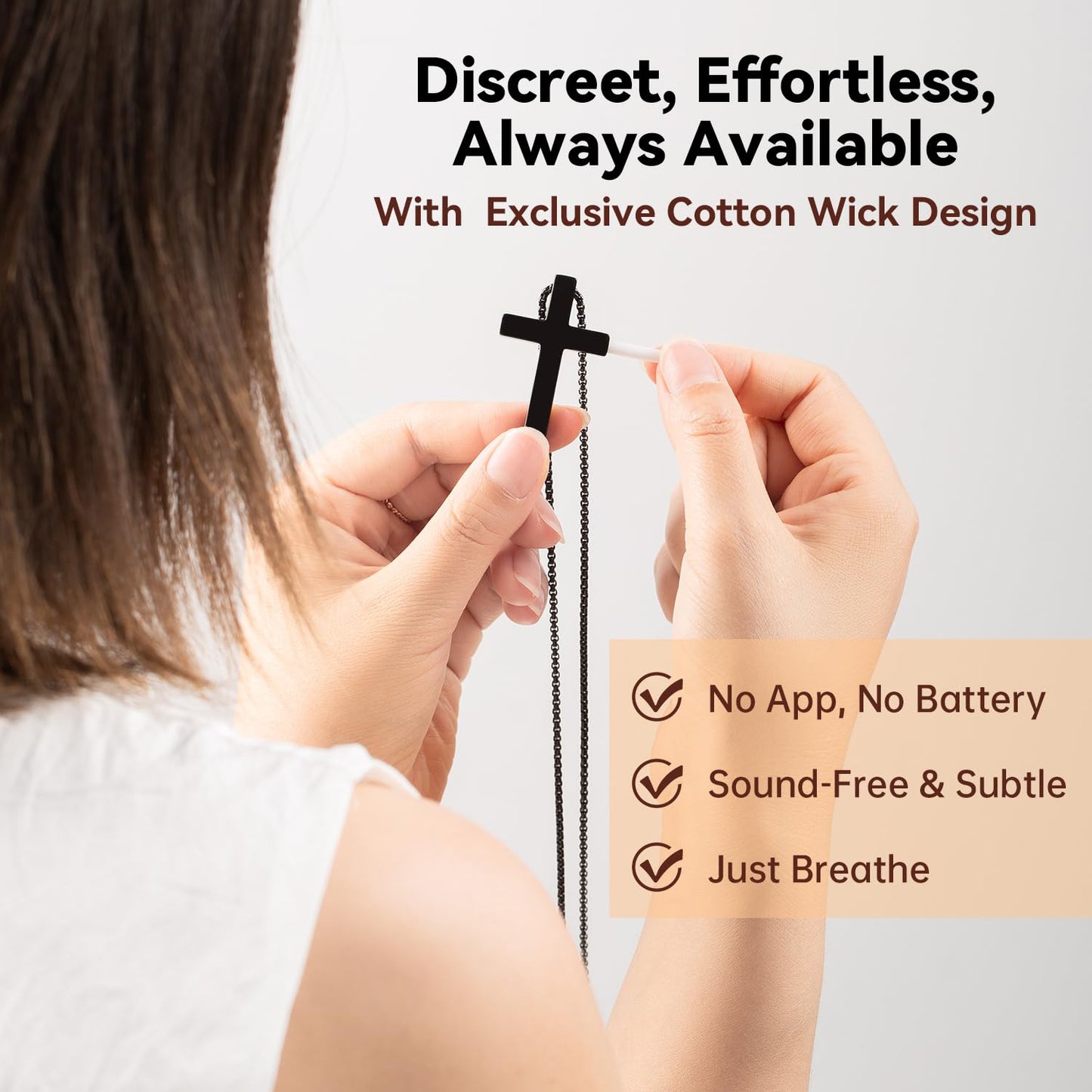 FUNPAR Cross Breathing Necklace for Anxiety Relief and Relaxation, Breathlink Design Quit Smoking Aid, Stainless Steel Mindfulness Tool to Calm, Stylish Wellness Gift for Adults(Gold 28:20)