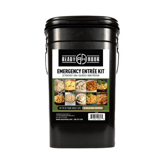 Ready Hour 120 Serving Entree Bucket-Freeze Dried Emergency Food Supply-Survival Meals with Long Shelf Life-Prepper Essentials for Disaster, Camping, Hiking, or Outdoor Use