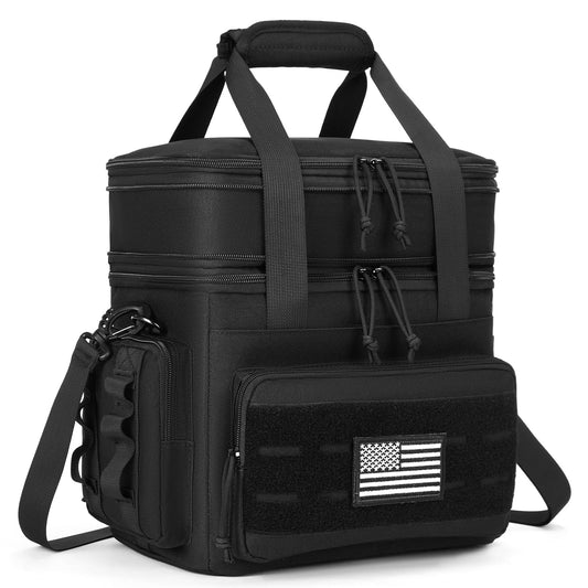 holuxer Tactical Lunch Bag & Lunch Box for Men - Large Double Deck Expandable Insulated Soft Adult Lunchbox for Work - Cooler Bag for Beach, Picnic, Camping,Outdoor，Travel (Black,16L)