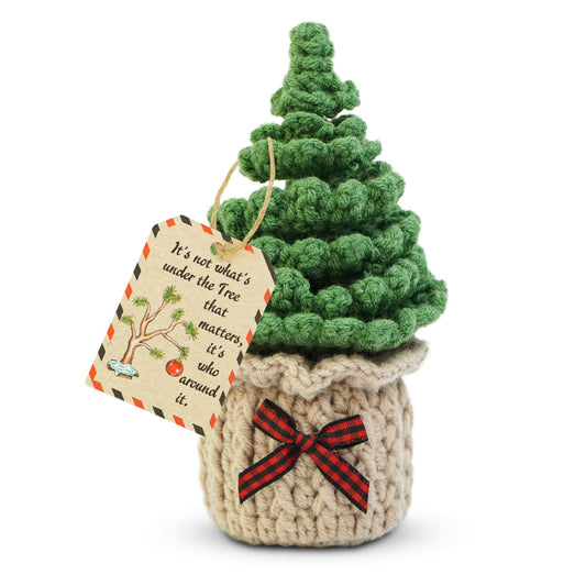 OASSIE Christmas Tree Gifts for Women Men - Emotional Support Crochet Christmas Tree with Card - Stocking Stuffers for Xmas Party Decorations Home Decor, Small Gifts for Mom Grandma Friends Family