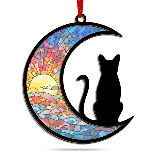 AXIARA Christmas Ornaments Gifts for Cat Lovers - Double-Layered Christmas Ornament for Tree Decorations - Black Cat Lover Gifts for Women Men Friend, Xmas Birthday Gift for Pet Lovers Memorial Decor