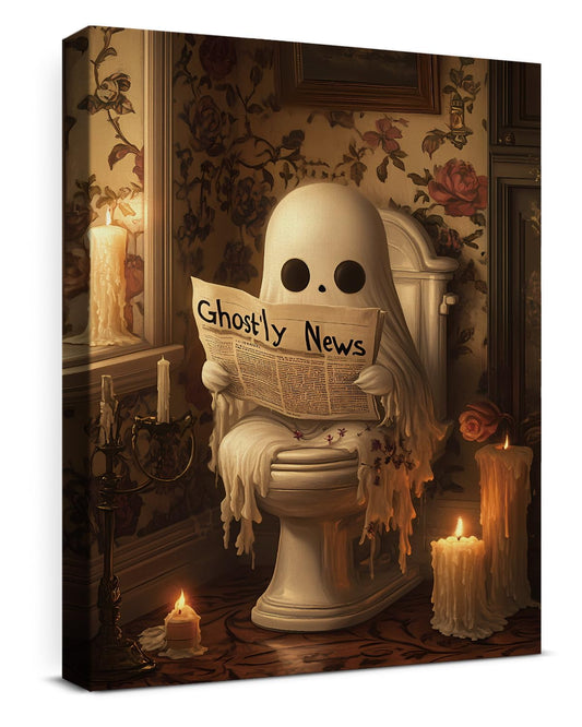 Ghost Halloween Bathroom Decor Toilet Horror Ghost Print Poster, Dark Gothic Style Framed Artwork, Wall Decoration, Toilet Bathroom Decor, Size 11x15 inches