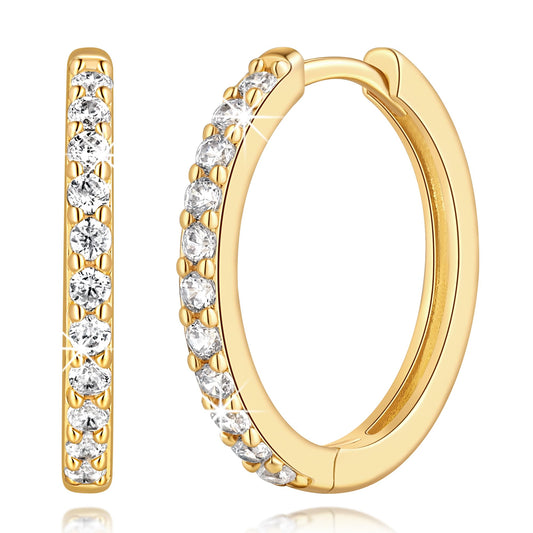 vuiikhir 14K Gold Earrings for Women 14K Gold Hoop Earrings for Women Cubic Zirconia Shining Gold Hoops Earring for Womens Hoop Lightweight Hoops Earring for Womens 12/14/16/20/25/30mm (20mm)