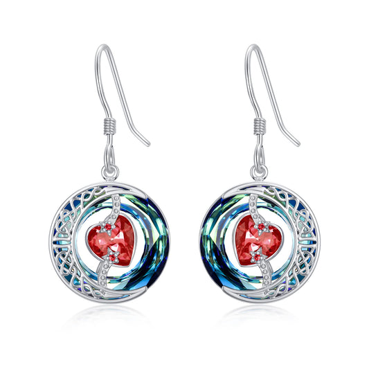 TOUPOP Garnet Earrings January Birthstone Earrings Sterling Silver Moon and Star Drop Dangle Earring Jewelry Blue Crystal Birthday Mothers Day Gifts for Women Mom Her