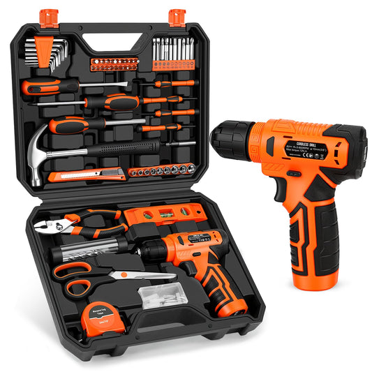 Thatool 139-Piece Tool Set - Tool Kit with 8V Cordless Drill Driver in ToolBox Storage Case, General Household Drill Set for Home Repairs, Handyman, DIY Projects