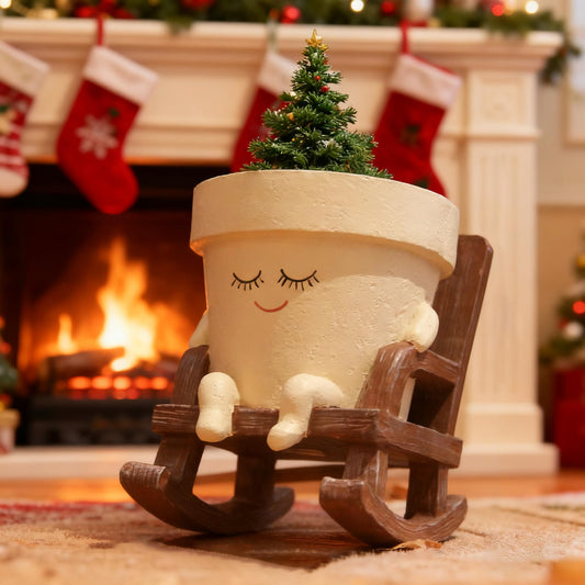 ADBWIN Sit Rocking Chair Succulent Pots - Smily Face Planter Pot Cute Resin Flower Head Planters for Indoor Gift IdeaI for Mother and Appreciation Christmas with Drainage HoleOutdoor