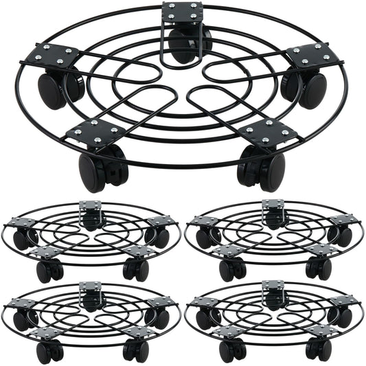 5 Packs 13.5" Large Metal Plant Caddy with Wheels Iron Rolling Plant Stands Heavy-duty Plant Roller Base Pot Movers Indoor Outdoor Plant Dolly with 5 Casters Plant Trolley Coaster Holder
