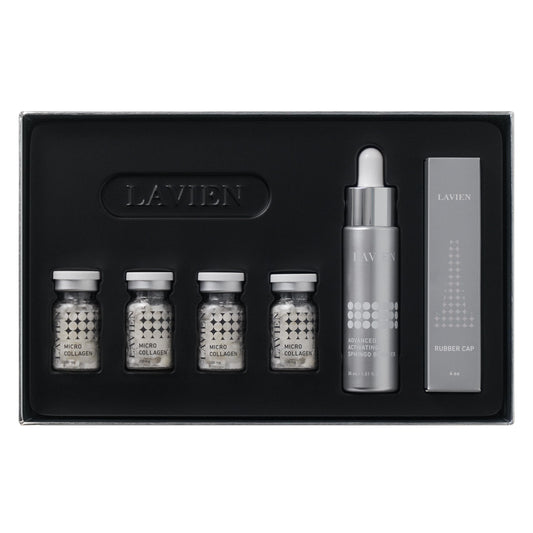 Lavien Collagen Ampoule Program (Pink) - Skin Elasticity, Low Molecule Collagen, Skin Aging Improvement, All Skin Types - 30 ml Buster Bottle, 4-200 mg Collagen with Dropper