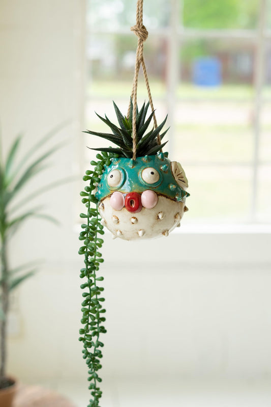 Hanging Blowfish Planter (Min 2) in Ceramic by Kalalou