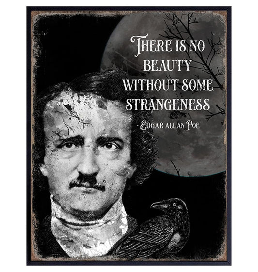 Edgar Allan Poe Gothic Wall Art 11x14 - The Raven Creepy Print - Spooky Scary Gothic Home Decor - Inspirational Quotes Halloween Decoration - Witch Wicca Gifts - Horror Movie Poster - Goth Wall Art