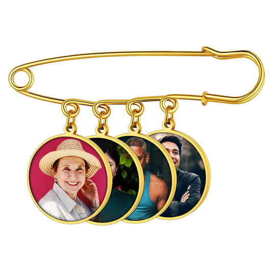 Custom4U Bouquet Brooches for Bridal Bouquets Round Shaped Memorial Photo Charms Wedding Funeral Bouutonniere Jewelry