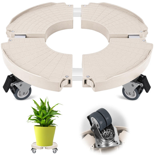 ToLanbbt Plant Caddy Stand with 360° Wheels Adjustable 15-22 Inch Rolling Stand Heavy Duty Large Plant Cart Dolly with Casters 440lbs Capacity for Large Planter, Garden Pot, Flower Pot, Beige, 1 Pack