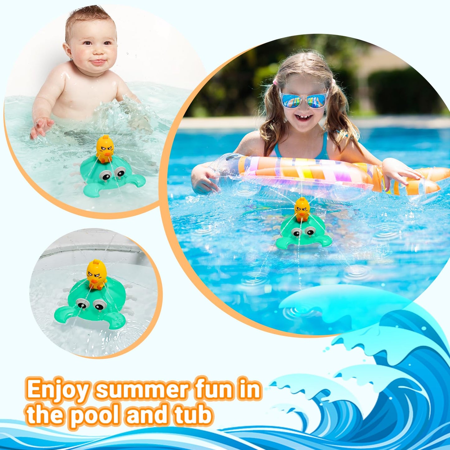 Water Table Pump, 5400mAh Rechargeable Crab Water Pump for Water Table with 3 Modes Sprinkler, 8 Hours Non-Stop Fun Summer Outdoor Water Toys Outside Water Play Table Accessories for Kids Toddlers
