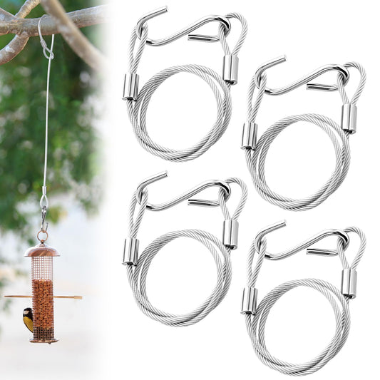 Kingdder 4 Pcs 18" Hanging Cables Chain with S Hook Bird Feeder Tree Hanger PVC Coated Flexible Branch Hook Limb Protector for Outside Bird Feeders, Planters and Decorations