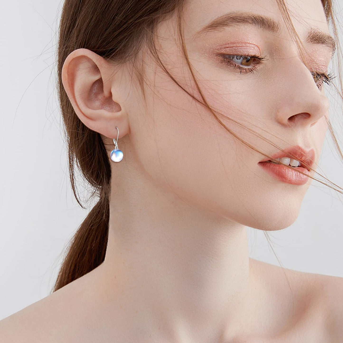 925 Sterling Silver Moonstone Leverback Earrings Dangle Drop Jewelry Gifts for Women (Moonstone)