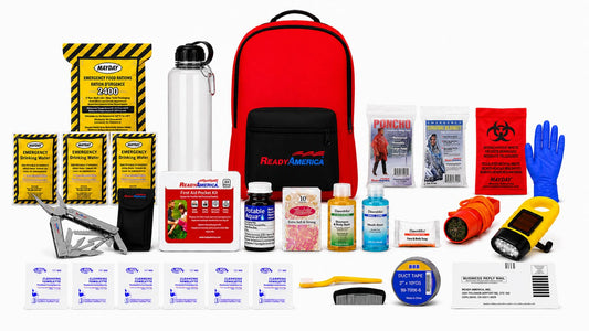 Ready America 72 Hour Deluxe Emergency Kit, 1-Person 3-Day Backpack, First Aid Kit, Survival Blanket, Power Station, Emergency Food, Portable Disaster Preparedness Go-Bag for Earthquake, Fire, Flood