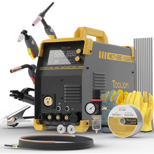 TOOLIOM MIG/TIG/CUT/Stick Welder 5 in 1 Multiprocess Welding Machine 110/220V Dual Voltage Aluminum Welding Machine Spool Gun Compatible